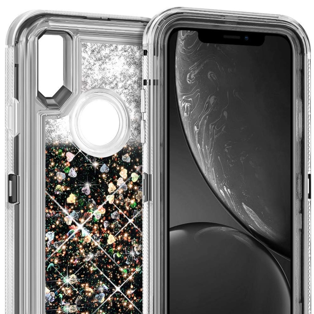 Fits iPhone  Black Glitter Liquid Case